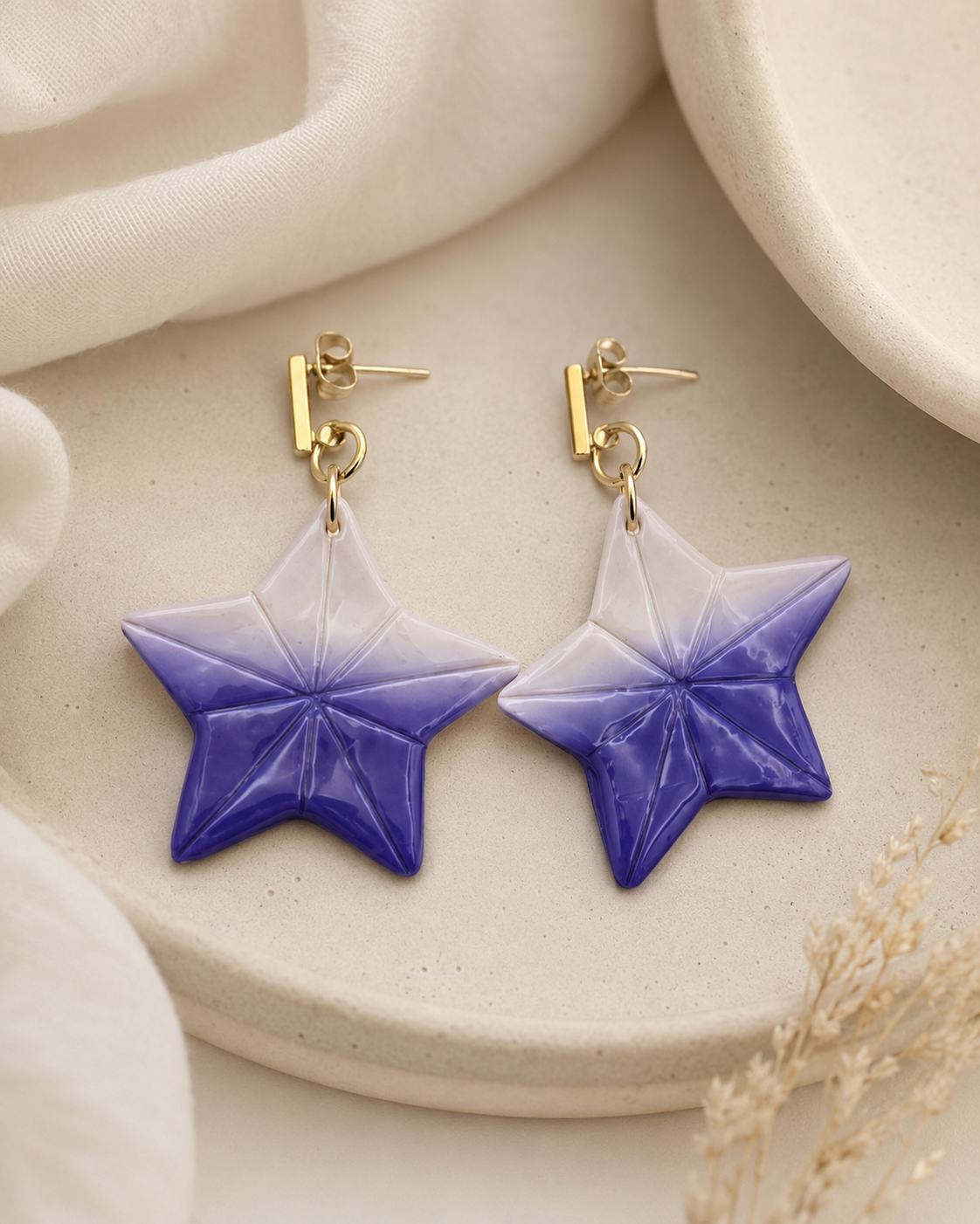 Freedom sea star polymer clay earrings- Purple