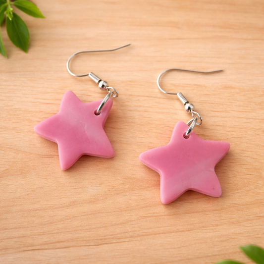 star earrings sacred geometry pink handmade earrings