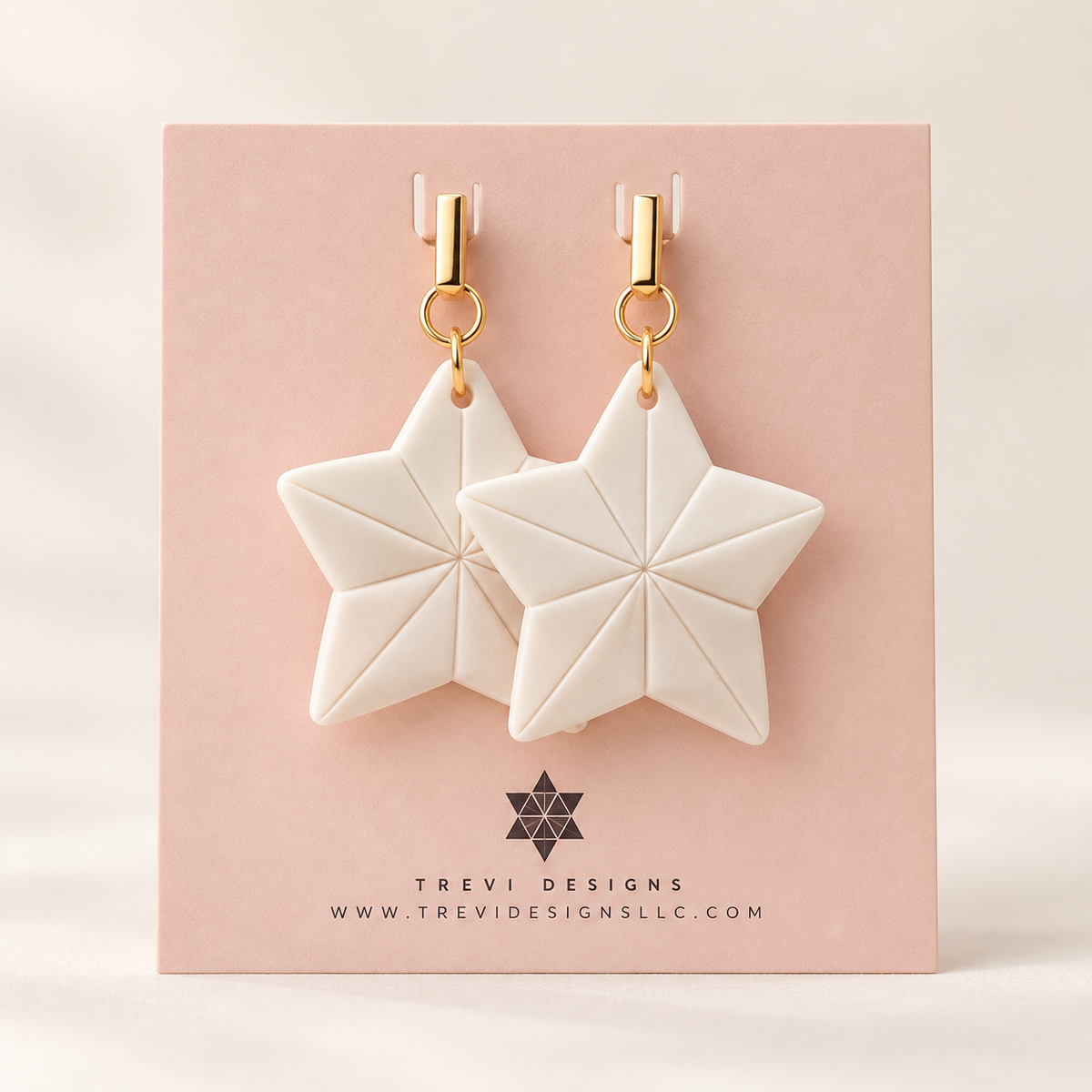 Freedom Sea Star Polymer Clay Earrings - Colour White & Beige