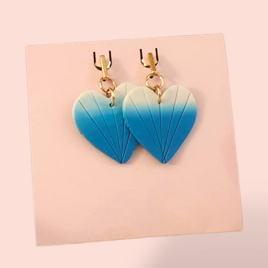Heart-shaped blue earrings