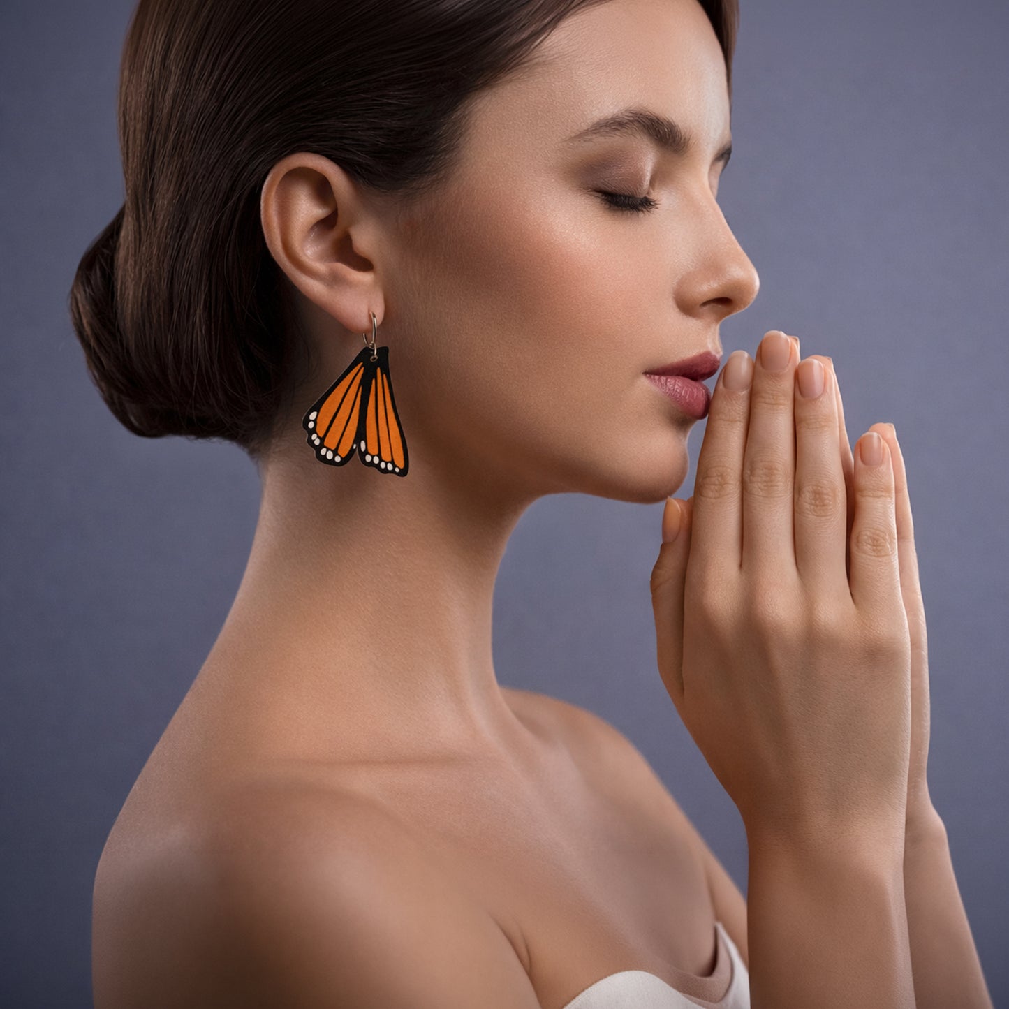 Orange butterfly earrings spiritual jewelry with meaning