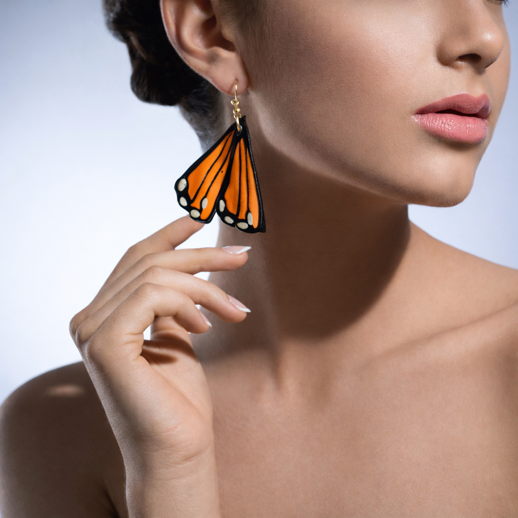 Monarch butterfly transformation earrings handmade in Canada