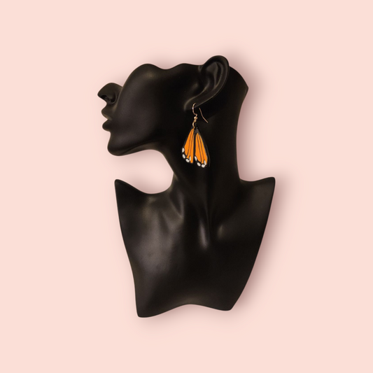 orange and black butterfly earrings