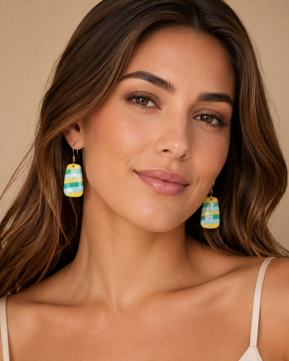 Balance software edge rectangle earrings green blue yellow