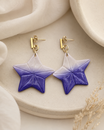 Freedom sea star polymer clay earrings- Purple