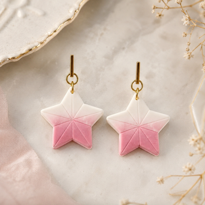 Freedom Sea Star Polymer Clay Earrings - Colour Pink