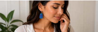 Balance software edge rectangle earrings blue purple