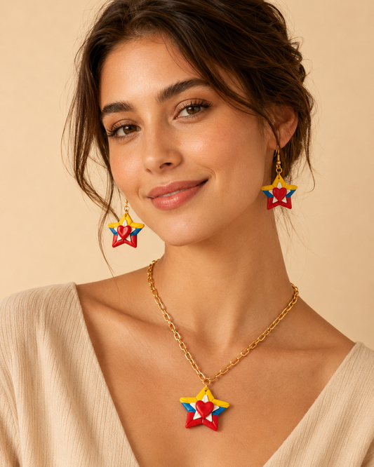 Radiant Venezuelan Love Star Earrings & Necklace Combo