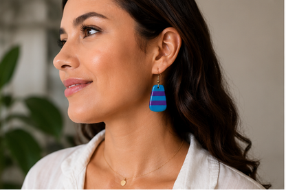 Balance software edge rectangle earrings blue purple