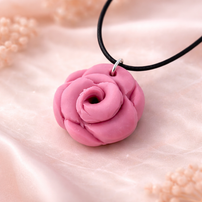 rose pendant necklace handmade spiritual floral jewelry close up
