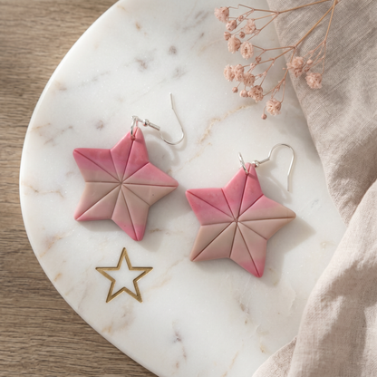 sea star earrings handmade ocean inspired jewelry pink
