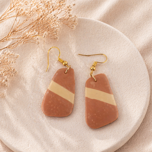 soft rectangle earrings earth tone handmade minimalist jewelry