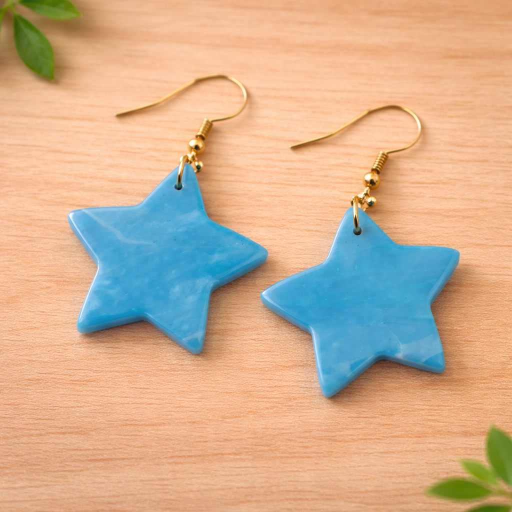 star earrings sacred geometry handmade blue star earrings
