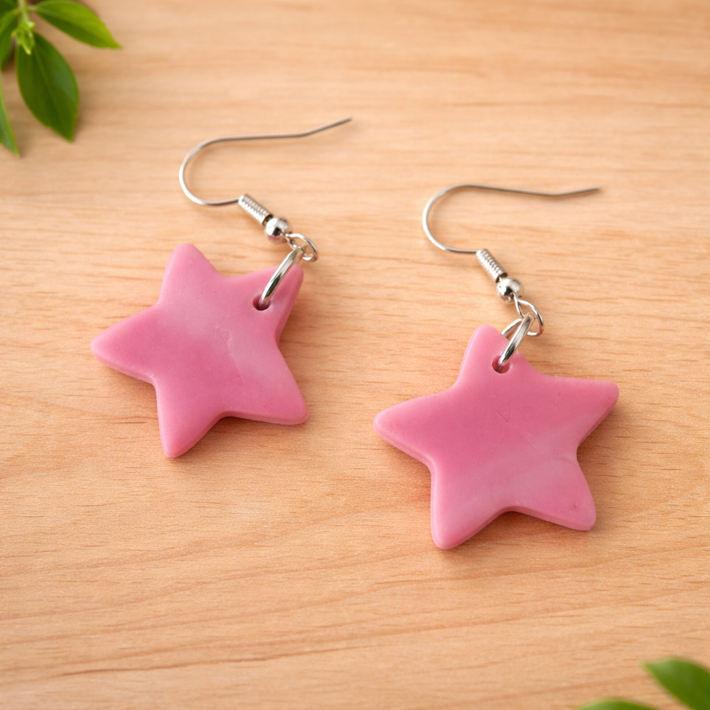 star earrings sacred geometry pink handmade earrings